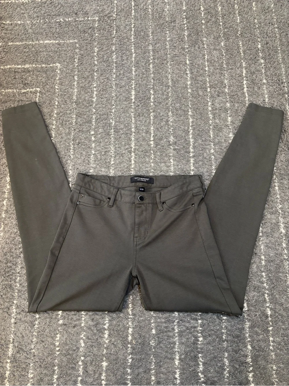 Liverpool Ponte Pants, Olive Dark Army Green Stretch Skinny, Size 6